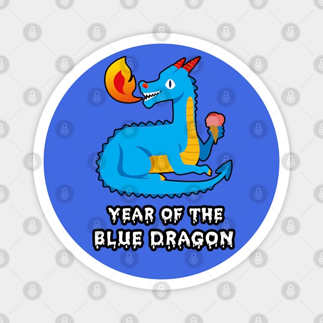 🐲 2024 Year of the Cute Blue Dragon Magnet by Pixoplanet